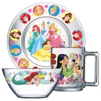 Набір посуду дитячої ОСЗ DISNEY Принцеси 3 предмети (чашка 250 мл, тарілка, салатник) 